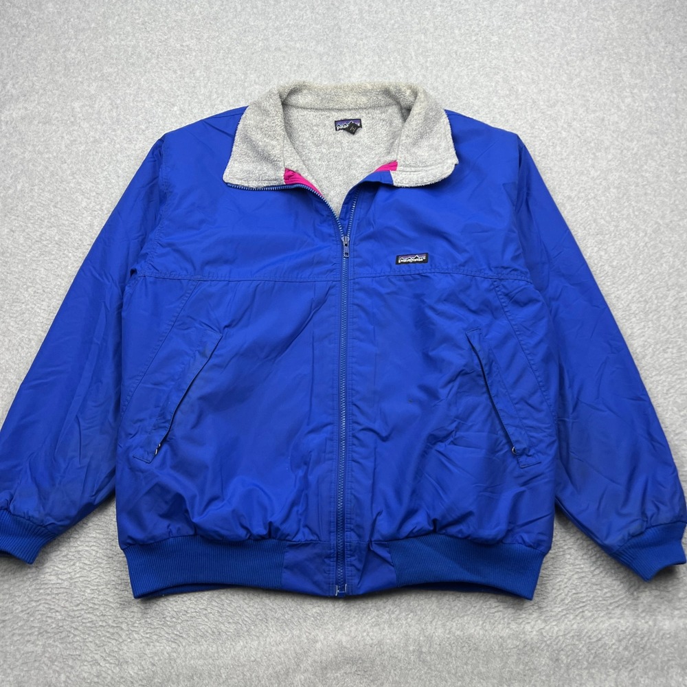 VTG 80s Patagonia Shelled Synchilla Mens XL Blue Fleece Lined Jacket USA Made